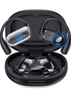 Open Ear Bluetooth 5.4 Earbuds, Wireless Headphones Sport Over Earphones Built-in Mic with Ear Hooks