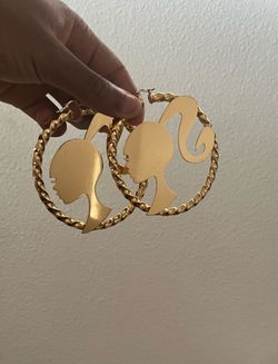 Plated gold barbie hoop earrings