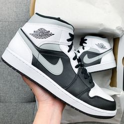 Nike Air Jordan 1 mid black white grey shoes