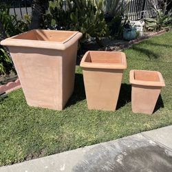 Terracotta Square Pots With Lip-Terracotta Planters $250 set of 3.