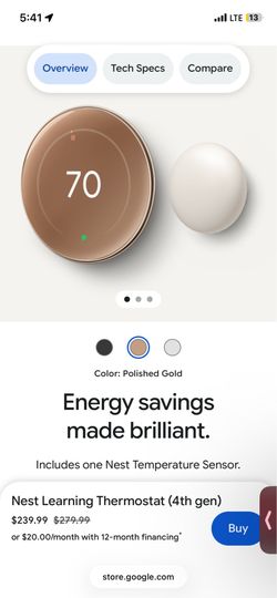 NEW NEST LEARNING THERMOSTAT 4th gen