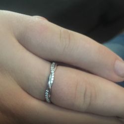 14k White Gold 2.5mm Petite Twisted Vine Simulated Diamond Ring Wedding Band Matching Ring