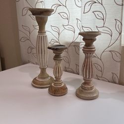 3 Piece Wooden Candle holders 