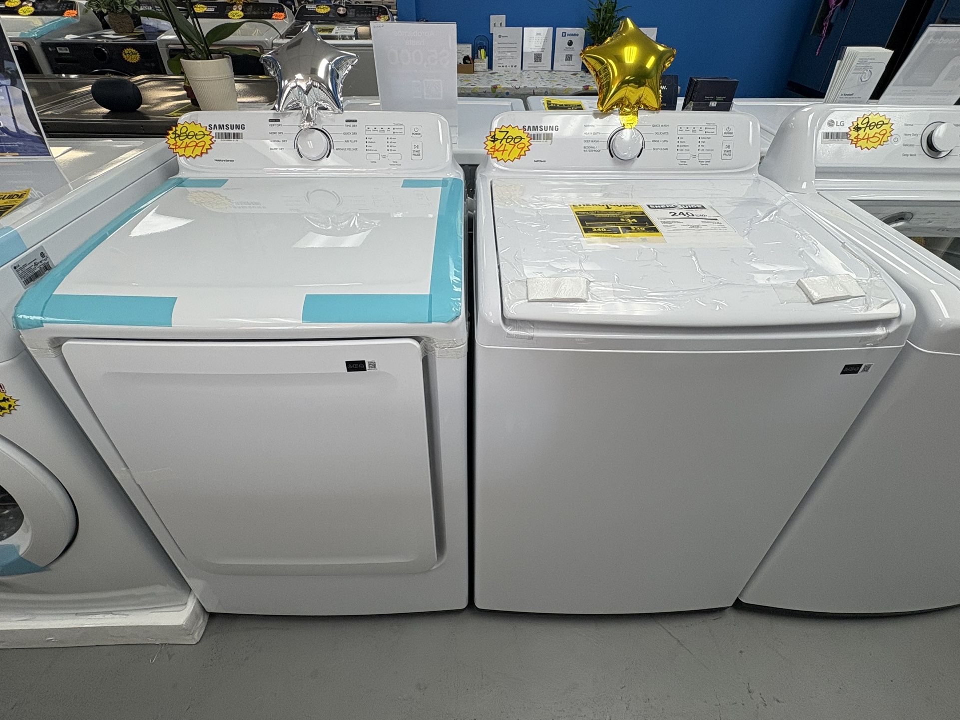 Samsung Top Load Washer and Gas Dryer Set