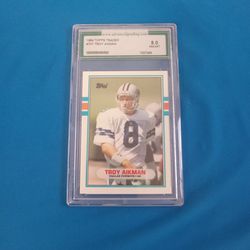 1989 Graded TROY AIKMAN Rookie Football Card Topps #70T