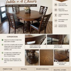 Solid Wood Dining Table + 4 Chairs - $250 OBO