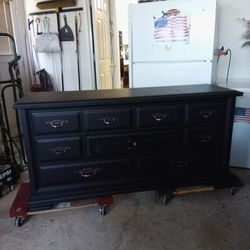 Black Rustic Dresser W/Copper Handles 