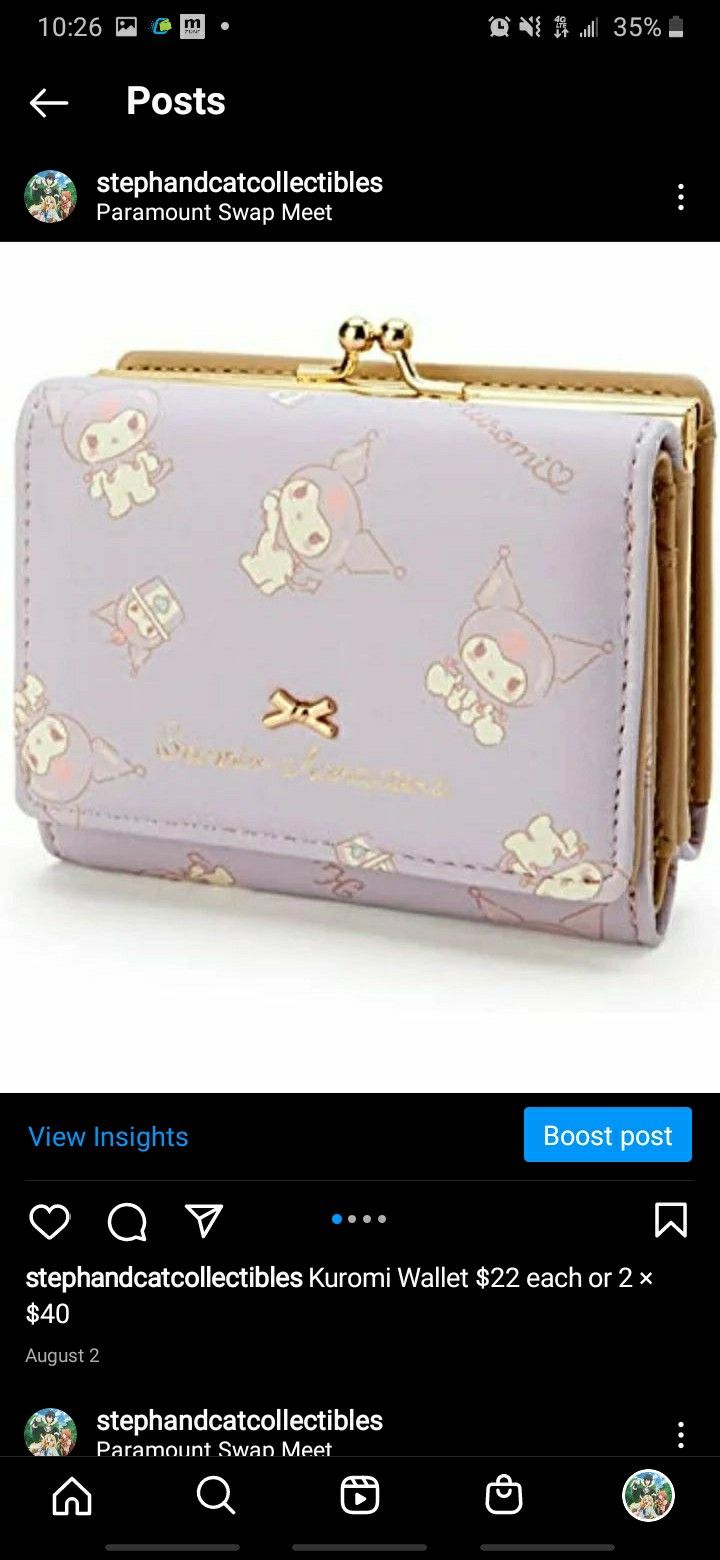 Sanrio Wallet $22 each or 2 × $40 & Little TwinStars ID Wallet $12