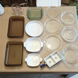 Big Lot 15 pieces vintage  Corning PYREX Fire-King plates baking dishes