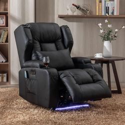 BINGTOO Electric Power Recliner Chair with Massage & Heat - Ergonomic Wingback Lounge Sofa Chair