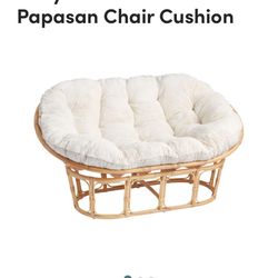 World Market  Ivory Faux Fur Double Papasan Chair Cushion