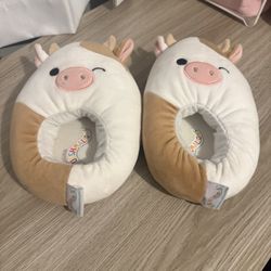 Brown, squishmallow cow, slipper shoes