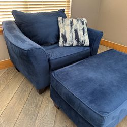 Blue Chair with Ottoman