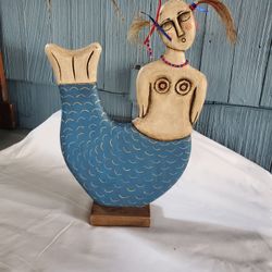 Whimsical Wooden Mermaid 