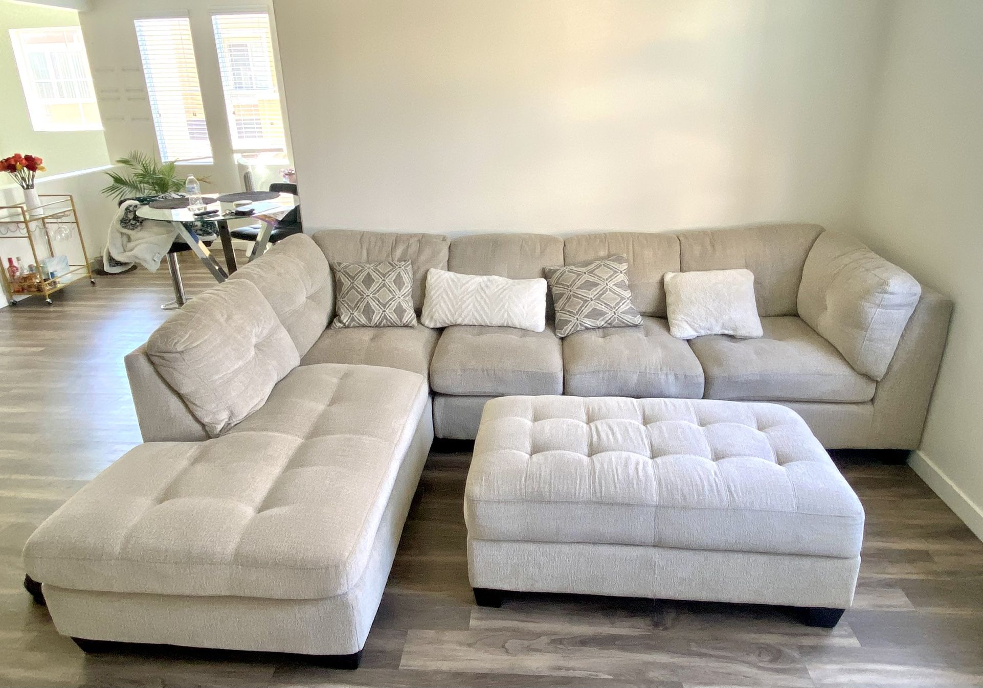 Large Sectional Couch with Ottoman