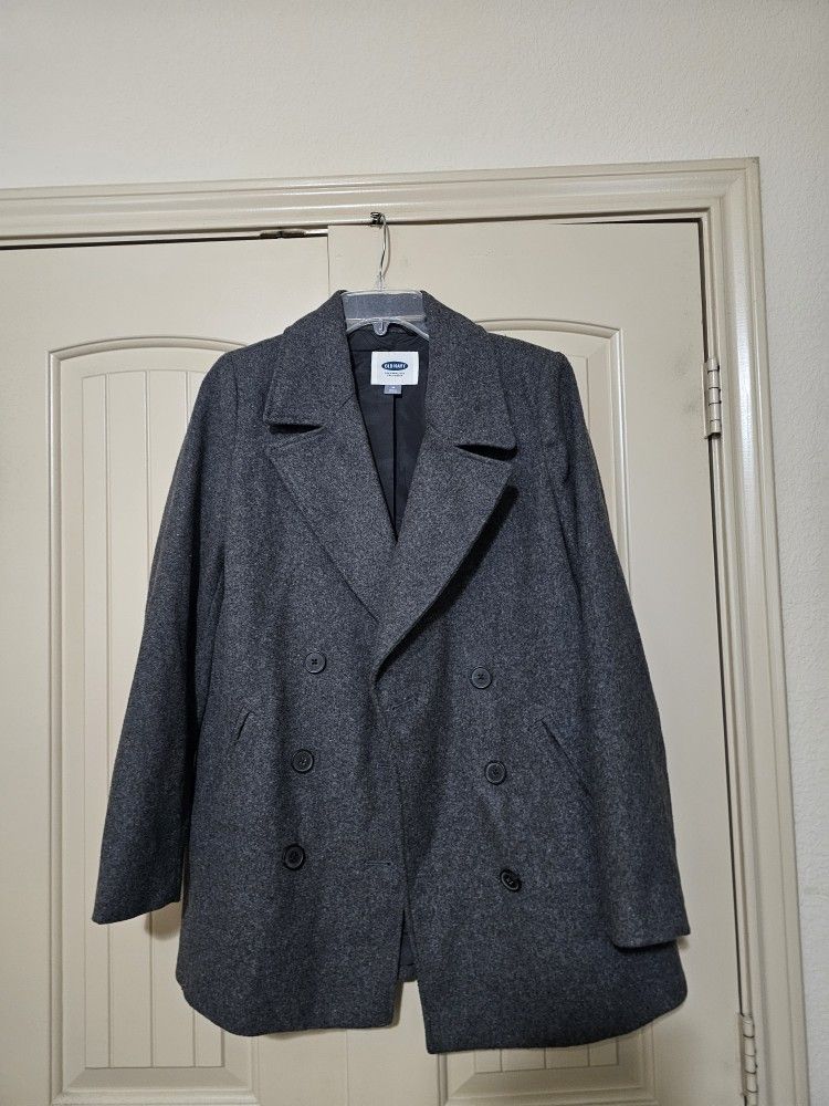 Women's Old Navy Grey Wool Peacoat