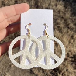 Peace Faux Leather Earrings