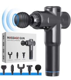 New! Massage Gun Deep Tissue for Athletes - Handheld Portable Electric Full Body Percussion Massager for Pain Relief, 6 Speed with 6 Massage Heads (Bl