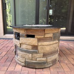 Allen & Roth 36inch Propane Firepit w/reflective fire glass & cover
