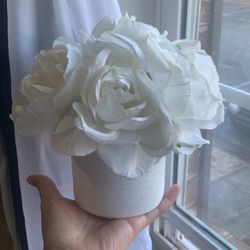 White Faux Flower With Vase