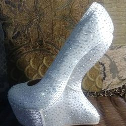 Silver Rhinestones Heels