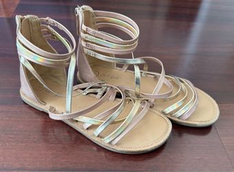 Girls Cat & Jack Gladiator Ankle Strap Sandals Size 1 Gold Rose Gold