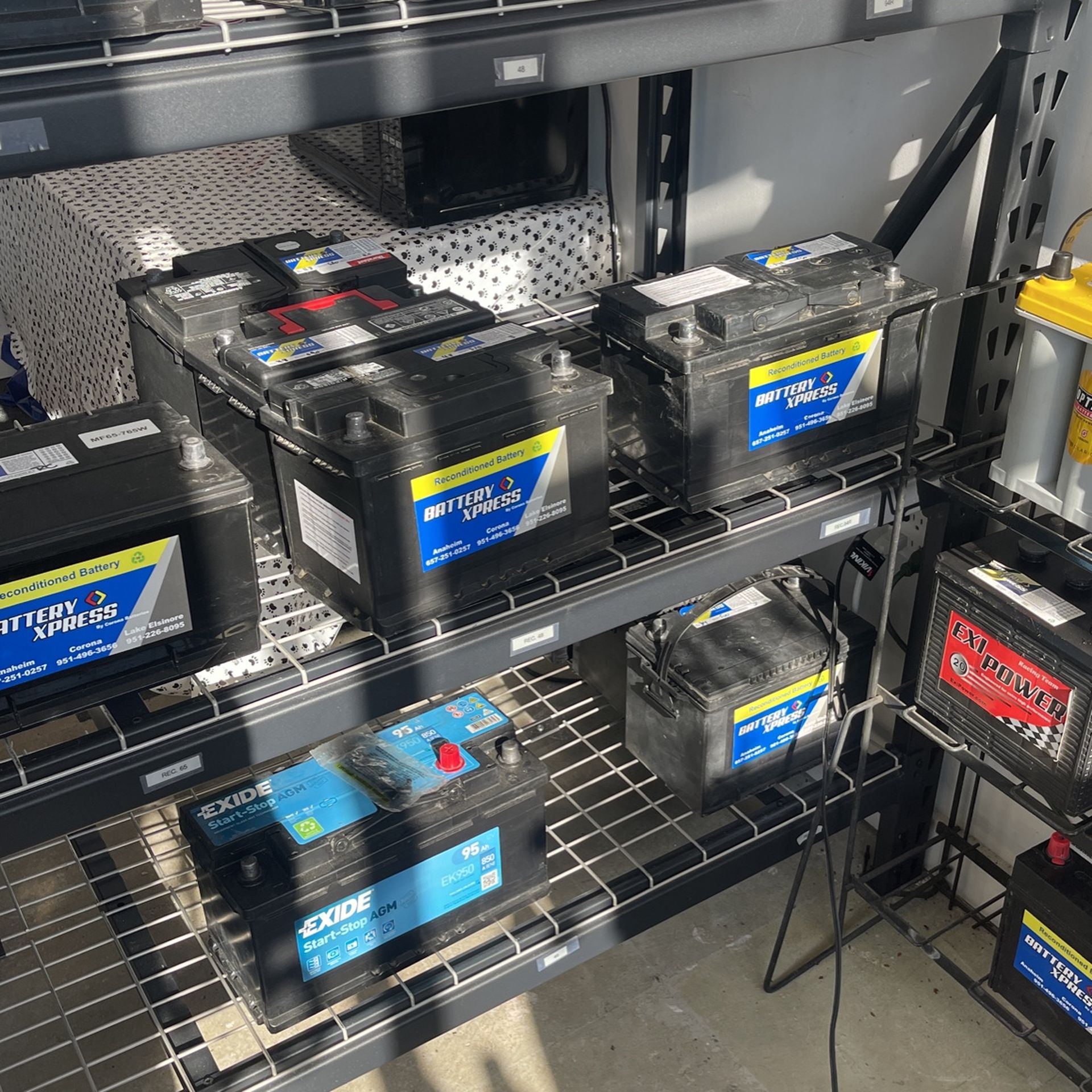 49 Car Batteries, New And Reconditioned Warranty up to 60 months
