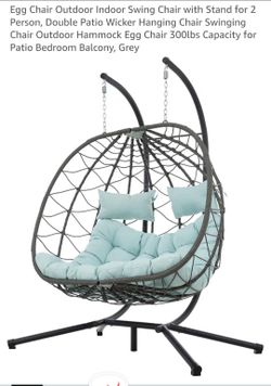 Double Hanging Egg Chair with Stand