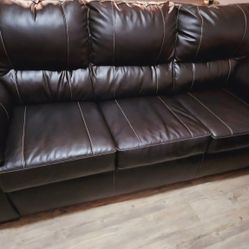 Leather Sofa + Loveseat Set - $240 (Pickup Only)