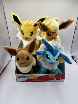 2024 Pokemon Plush 4-Pack Eevee Jolteon Flareon Vaporeon Jazwares Brand New Rare