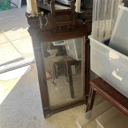 Antique large One Of A Kind Ornate Beveled Wall Mirror