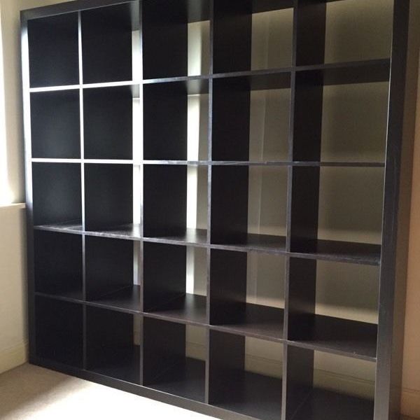 Ikea 5x5 Kallax Cube Cubby Bookcase Record Shelf Black Brown Color