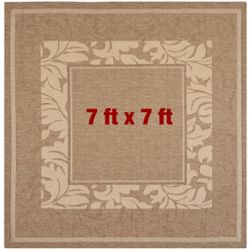 Courtyard Brown/Natural 7 ft. x 7 ft. Square Border Indoor/Outdoor Patio Area Rug