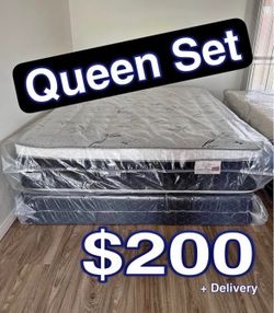 Queen size pillow top mattress with box spring