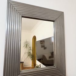 silver metal frame mirror 32” wide x 39.5” high 