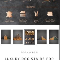 Noah & Paw pet stairs (4 steps) vegan faux leather