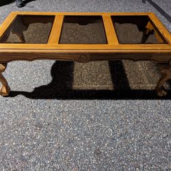 Coffee Table With 3 Glass Sections