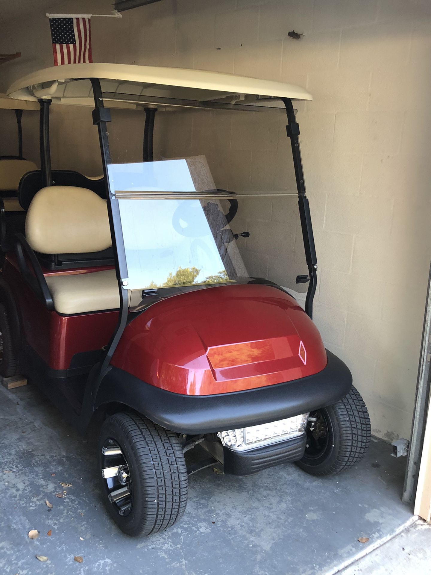 Golf cart, candy apple red, mint condition, brand new batteries