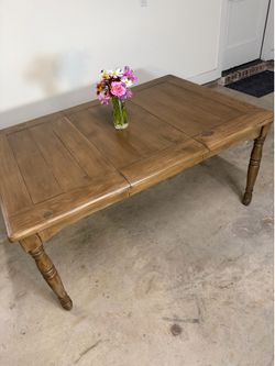 Beautiful Refinished Solid Wood Farmhouse Dining Table w Leaf | Seats up to 8 (chairs not included)