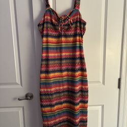 Cider Colorful Striped Midi Dress Size xl