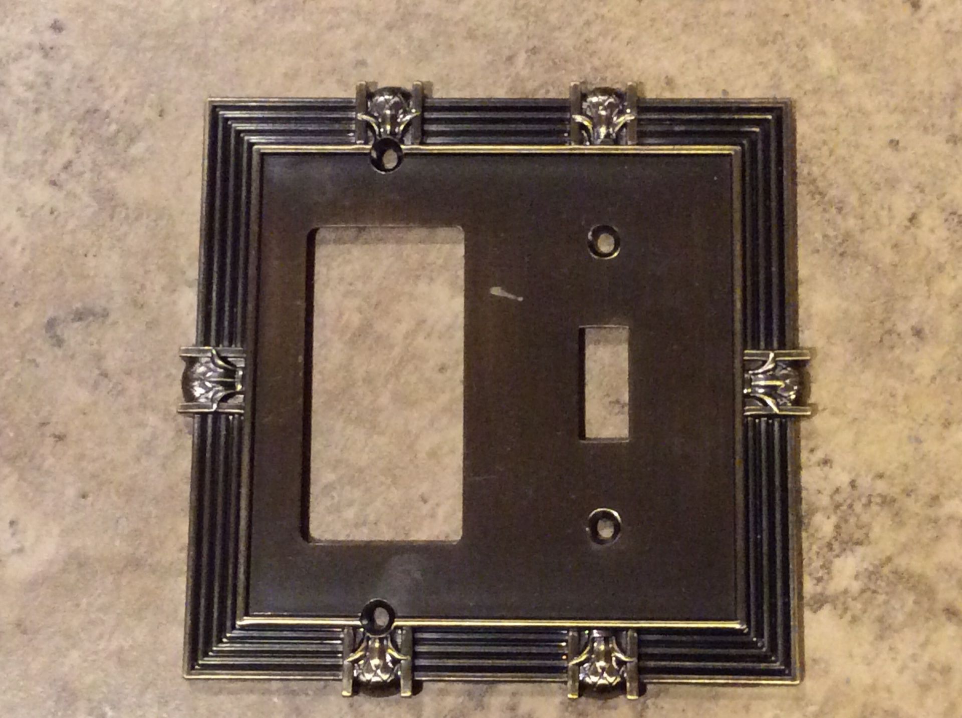 Art Deco style antique brass switch plate