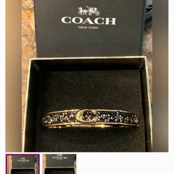COACH NEW IN BOX BLACK CRYSTAL & GOLD BANGLE STUNNING EYE CATCHING DE…