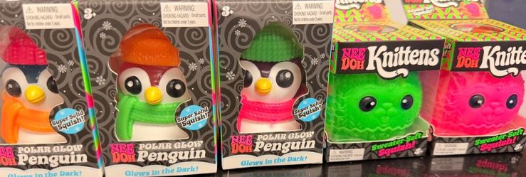 Nee Doh Polar Glow Penguin & Knittens Squish Toys