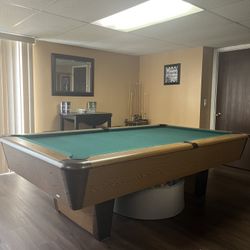 Full-Size Pool Table with Cue Stick Stand & Accessories