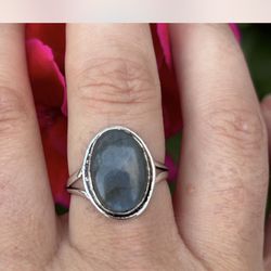 925 Sterling Silver Labradorite Gemstone Vintage Style Ring 8