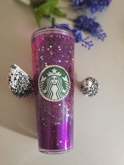 Christmas Gift Handmade Glitter Starbucks Tumbler- New- CHEAPER 