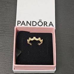 Gold Rhinestones diamond Floral Flower Crown  women's engagement ring Size 6 Gift