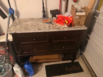 Dark Wood Dresser with Granite Top