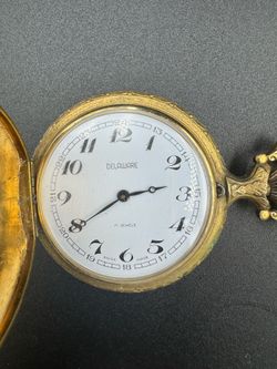 Vintage Delaware Pocket Watch 17 Jewels Swiss Fashiontime Hunter Case Non-Running