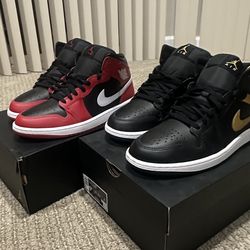Air Jordan 1 Mid Bundle (2 Pairs) –  w/ Boxes – Size 9.5